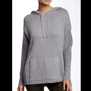 360 Cashmere Gray Anais Hooded Sweater Cashmere Cotton Blend Oversized Small